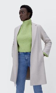 Stradivarius Пальто Из Трикотажной Ткани С Начёсом Цвет Небеленого Полотна L