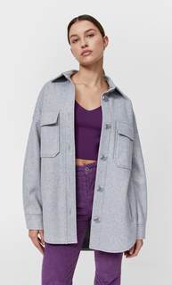 Stradivarius Куртка-Рубашка Из Плотного Трикотажа Пестро-Серый Xs