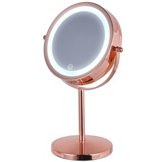 HASTEN Зеркало косметическое c x7 увеличением и LED подсветкой Red gold