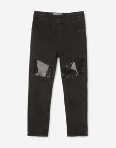 Чёрные облегающие джинсы Legging с пайетками для девочки Gloria Jeans