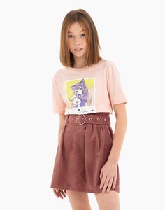 Розовая вельветовая юбка Paperbag для девочки Gloria Jeans