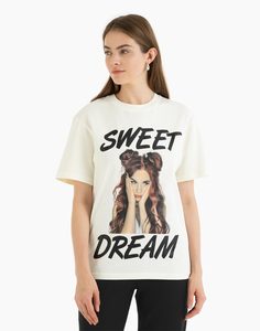 Молочная футболка oversize с принтом Sweet dream Gloria Jeans