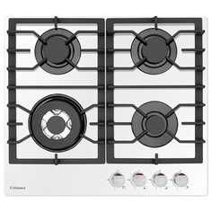 Варочные поверхности газовые поверхность газ на стекле HANSA BHKW611301 4 конфорки чугун белый