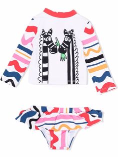Stella McCartney Kids купальник с зебровым принтом