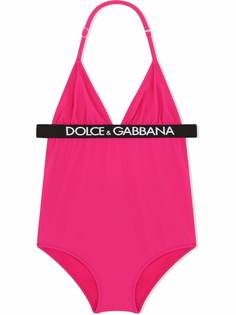 Dolce & Gabbana Kids купальник с вырезом халтер и логотипом