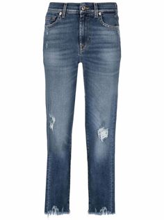 7 For All Mankind укороченные джинсы с прорезями