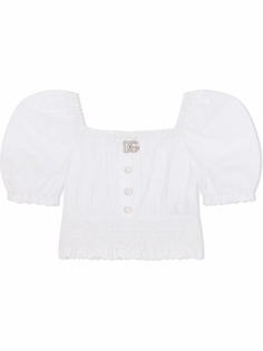 Dolce & Gabbana Kids блузка с искусственным жемчугом