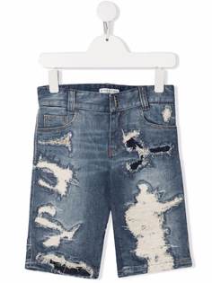 Givenchy Kids джинсовые шорты с эффектом потертости