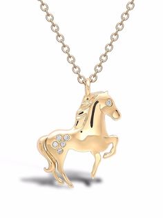 Pragnell подвеска Zodiac Horse из желтого золота с бриллиантами