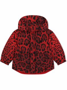 Dolce & Gabbana Kids пуховик с леопардовым принтом