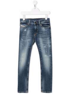 Diesel Kids узкие джинсы с эффектом потертости