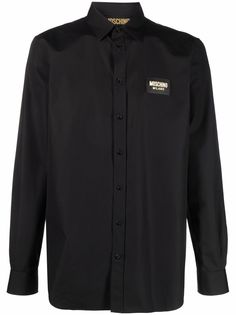 Moschino рубашка с нашивкой-логотипом