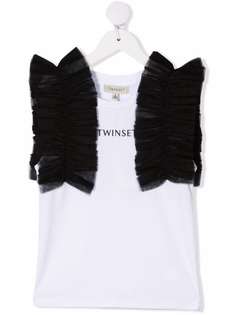 TWINSET Kids футболка с оборками и логотипом