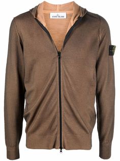 Stone Island свитер на молнии с логотипом и капюшоном