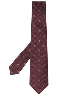 Alexander McQueen шелковый галстук с вышивкой Skull