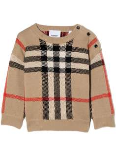 Burberry Kids жаккардовый джемпер в клетку
