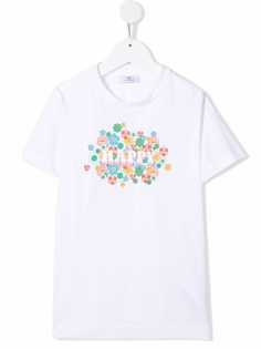 Chiara Ferragni Kids футболка Happy с цветочным принтом