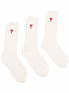 AMI Paris комплект из трех пар носков с монограммой Ami de Coeur