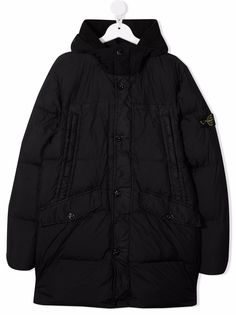 Stone Island Junior пуховик с нашивкой-логотипом