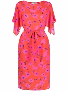 P.A.R.O.S.H. платье миди с поясом и цветочным принтом