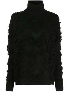 Uma Wang джемпер с высоким воротником и эффектом потертости