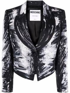 Moschino однобортный блейзер с принтом