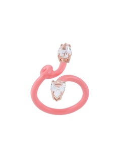 Bea Bongiasca кольцо Double Vine Tendril из розового золота с эмалью и кораллом