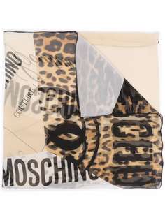 Moschino шарф с леопардовым принтом и логотипом