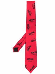 Moschino шелковый галстук с логотипом
