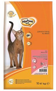 Сухой корм Мнямс Skin&Coat для взрослых кошек, здоровье кожи и шерсти, с лососем, 10кг