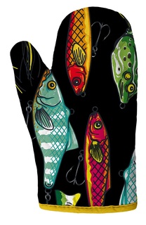 Прихватка-рукавица Уютный дом &quot;Mia Cara&quot; Рыбы, рогожка, 18х28см ОТК