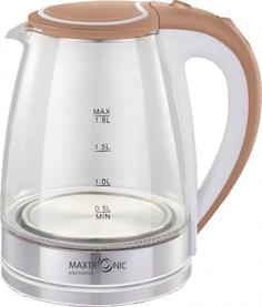 Чайник электрический MAXTRONIC MAX-406, 1800Вт, 1,8л, бежево-белый Bit