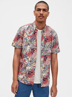 Рубашка с короткими рукавами и принтом GAP