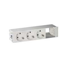 Врезной розеточный блок с крышкой simon, ввод щетка, 3x2pe, 1 пустое отверстие, алюминий, 400 44403000-133