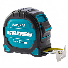 Рулетка gross experte, 8 м x 27 мм, двухкомпонентный корпус, магнит, двухсторонняя разметка, нейлон 32576
