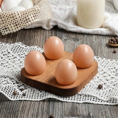 Подставка для пасхальных яиц и кулича adelica, 4 отделения, d=13 см, 13×13×1,8 см, массив берёзы