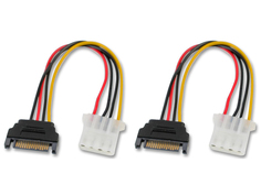 Аксессуар Кабель переходник Akasa SATA PSU Power to 4pin PSU Molex Connector 15см 2psc AK-CBPW03-KT02