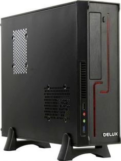 Корпус mATX Delux H-308 черный, БП 450W, USB 3.0, audio, с красной светящейся полосой