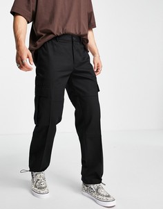 Черные широкие брюки карго Topman-Черный цвет