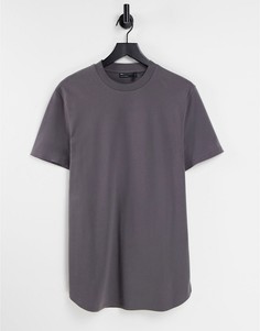 Черная удлиненная футболка с боковыми разрезами ASOS DESIGN-Черный цвет