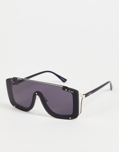 Большие солнцезащитные очки с дымчатыми линзами и защитным краем Quay-Черный цвет