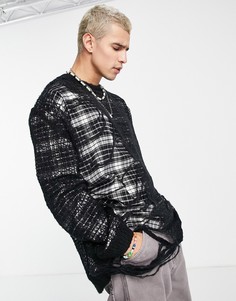 Oversized-джемпер со вставкой в шотландскую клетку Jaded London-Черный