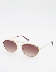 Золотистые солнцезащитные очки-авиаторы Quay-Золотистый
