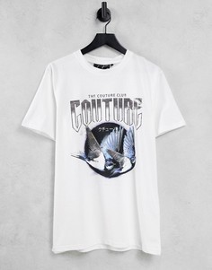 Белая футболка с графическим принтом летящего орла The Couture Club-Белый