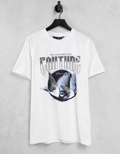Белая футболка с графическим принтом летящего орла The Couture Club-Белый