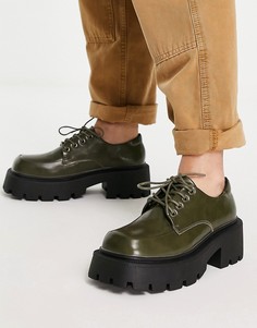 Зеленые туфли на шнуровке и очень толстой подошве Truffle Collection-Зеленый цвет