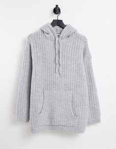 Серый меланжевый oversized-худи из вязаного трикотажа Noisy May