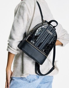 Черный лакированный рюкзак с тиснением River Island-Черный цвет