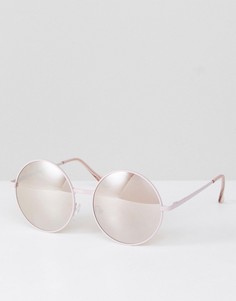 Круглые солнцезащитные очки в оправе цвета розового золота Jeepers Peepers-Золотой