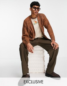 Кардиган рыжего и серого меланжевого цвета Reclaimed Vintage Inspired-Разноцветный